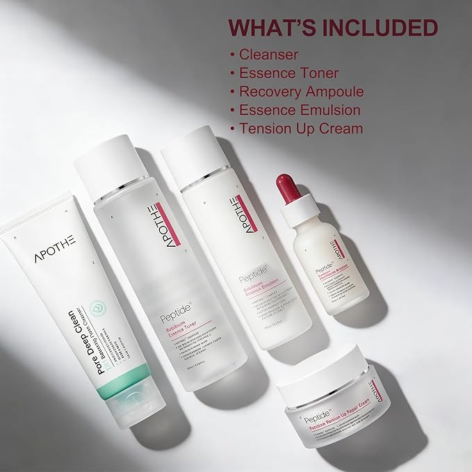 APOTHE Peptide¹¹ Botulinum 5-in-1 Skincare Set – Cleanser, Toner, Ampoule, Emulsion & Cream for Firming & Elasticity, Winter Gifting Bundle