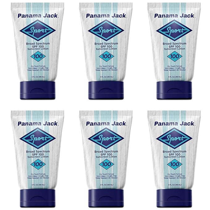 Panama Jack Sport Sunscreen Lotion - SPF 100, Broad Spectrum UVA/UVB Protection, Non-Greasy, PABA, Paraben, Gluten & Cruelty Free, 3 FL OZ (Pack of 12)
