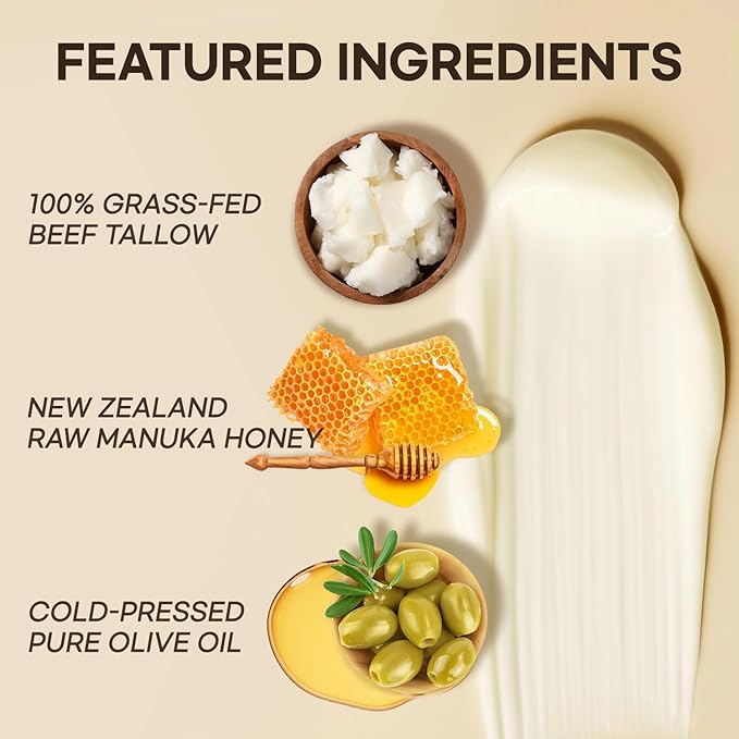 Crepey Skin Repair Cream for Aging Skin with Raw Manuka Honey & Olive Oil - Advanced Crepe Fix Cream Face Moisturizer for Crepey, Mature, Dry Skin