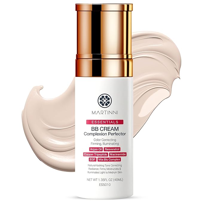 Martinni Lightweight BB Cream Complexion Perfector, 1.35 fl oz – Anti-Aging Tinted Moisturizer for Face – Reduces Fine Lines & Wrinkles, Radiant Natural Glow