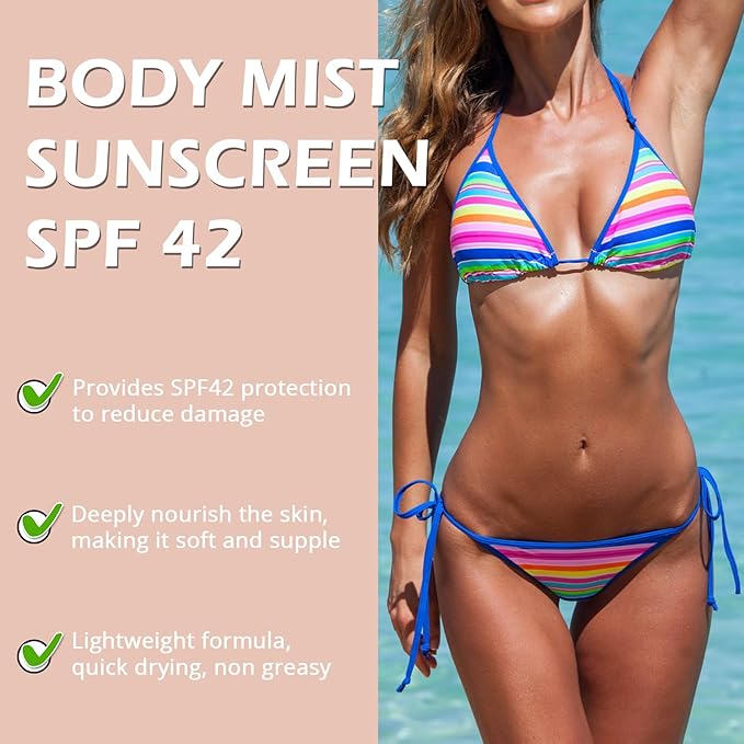 Sunglaze Sheer Body Mist Sunscreen,Lightweight Spray,Broad-Spectrum UV Protection & Hydration,For Active Lifestyles & Sensitive Skin,Ideal for Beach, Outdoor Sports-Sunscreen one