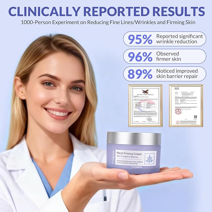 Crogooe Neck Firming Cream - Neck Creams for Tightening and Firming, Tightening and Lifting Wrinkles & Crepey Skin for Neck & Décolleté-1.7 fl.oz