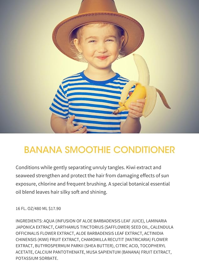 Clean Kids Naturally Conditioner, All-Natural, Gluten-free, Vegan, and Cruelty-free, Paraben-Free, EWG Verified, 16 oz (1 Bottle)
