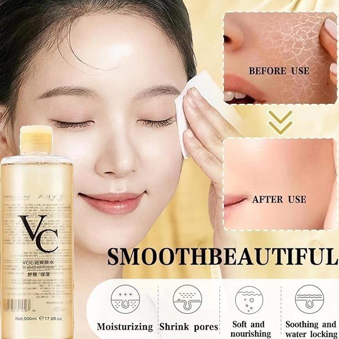 500 Ml Vc Toner Intensive Brightening, Korean Vitamin C Moisturizing Toner, Natural Vc Toners Vitamin C, Minimises Pores and Soothes Dry Skin, for All Skin Types (1PCS)