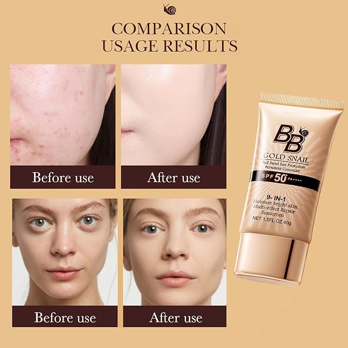 Generic Korean BB Cream with SPF 50, 9 in 1 BB Cream Sunscreen SPF 50 Korean Waterproof Sweatproof, Foundation Full Coverage Tinted Moisturizer, Facial Concealer for Oily Skin, Dry Skin (2Pcs 02#)