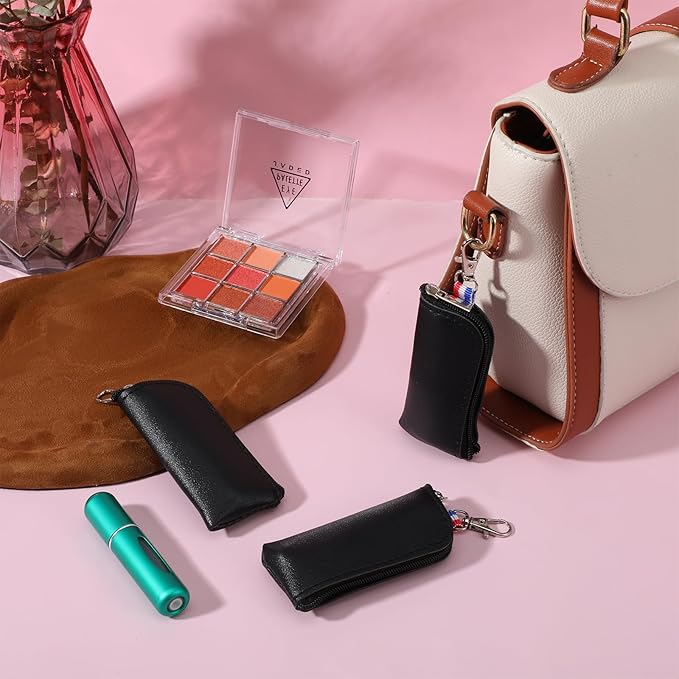 3 PCS Holder Lip Balm Sleeve Pouch with Hook, Portable Lipstick Case for Purse, Lip Gloss Keychain Holder, Mini Pouch Travel Accessories