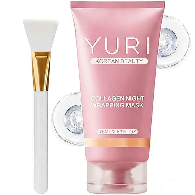 YURI Collagen Night Wrapping Mask,YURI Collagen Mask,Easy Peel Off Facial Mask Skin Care night mask，Hydrating Face Mask is the Ideal Gifts for Women and Teen Girls!2.54 fl.oz (1 pcs)