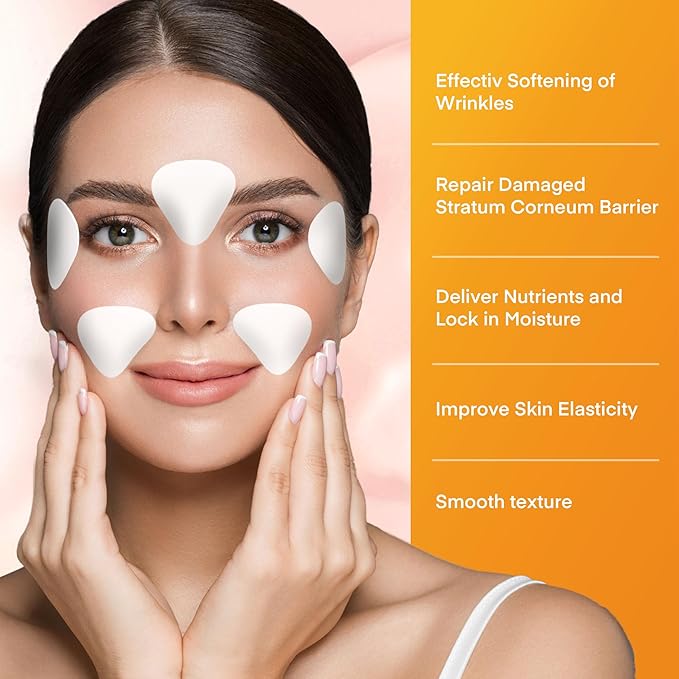 Forehead Wrinkle Patches with Triangle: For Smile Line and Under Eye-Anti Wrinkle Patches with Aloe, Collagen, Vitamin E 112pcs