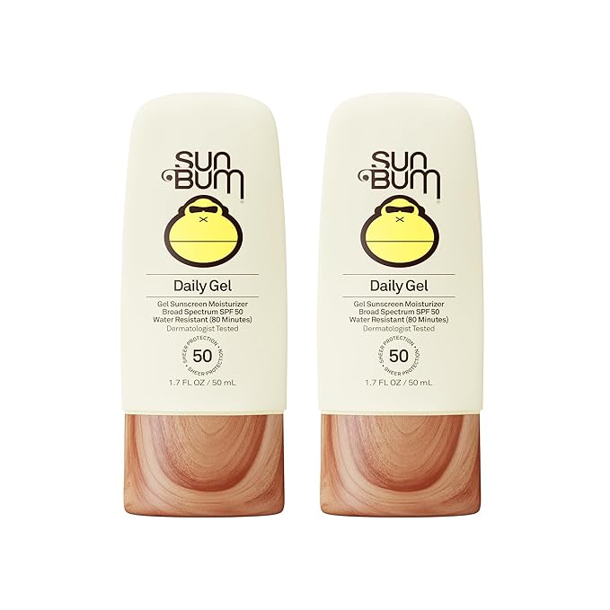 Sun Bum Daily SPF 50 Clear Gel Face Sunscreen - Broad Spectrum Moisturizing Facial Sunscreen with Vitamin E - Vegan and Hawaii 104 Act Compliant (Without Octinoxate & Oxybenzone) - 1.7 oz (Pack of 2)
