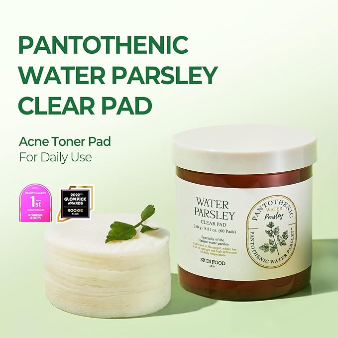 SKINFOOD Carrot Carotene Calming and Pantotenic Parsley Clear Toner, Exfoliating, Hydrating, Soothing, Moisturizing for Sensitive Skin, Carrot Pad(60pads)&Water Parsley Pad(60pads)
