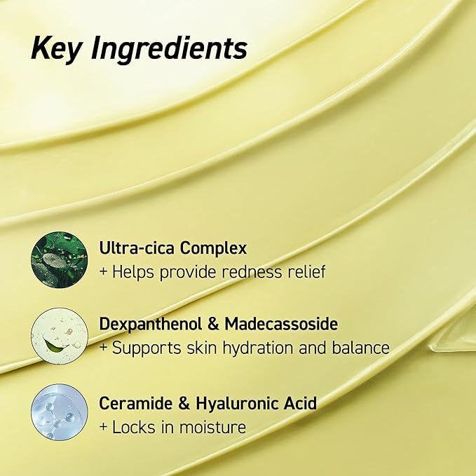 Cica Redness Relief Treatment Cream, Soothing & Hydrating Green Correcting Moisturizer with Madecassoside, Helps Repair Skin Barrier for Sensitive Skin, Vegan, Korean Skincare (1.76oz / 50g)