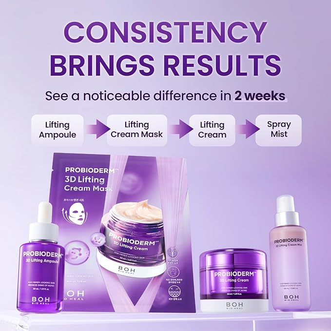 BIOHEAL BOH Probioderm 3D Lifting Cream 1.7 fl oz | Advanced Korean Anti-Aging Probiotics Facial Night Cream Moisturizer with 17-Peptide Complex & Patented Probioderm for Wrinkles on Face and Neck
