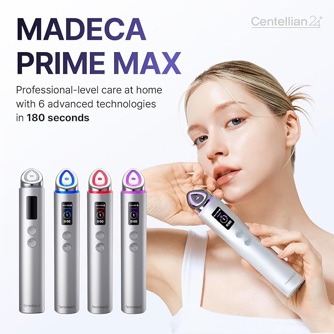 CENTELLIAN 24 Madeca Prime Max (Silver) - Multi-Functional Facial Beauty Device, 6 Advanced Energy Technologies for Brightening, Absorption, Firming, Hydration & Skin Tone Improvement