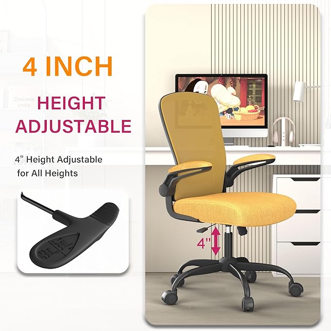Mimoglad Office Chair, Ergonomic Desk Chair with Adjustable Lumbar Support, High Back Mesh Computer Chair with Flip-up Armrests- Task Chairs, Executive Chair for Home Office