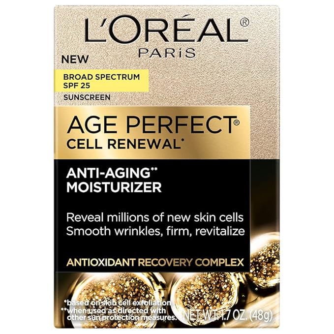 LOreal Paris Age Perfect Cell Renewal Anti-Aging Day Moisturizer with Broad Spectrum SPF 25 Sunscreen, Antioxidants, and Vitamin E 1.7oz