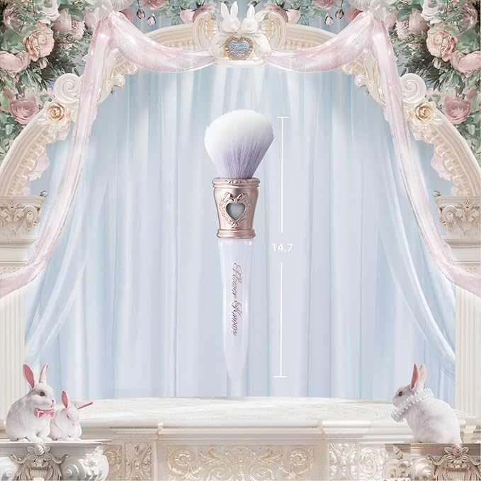 Flower Knows Bunny Garden Blush Brush,Soft Powder Brush For Cheeks,Face Makeup Brush For A Sculpted Look(Pearl White)