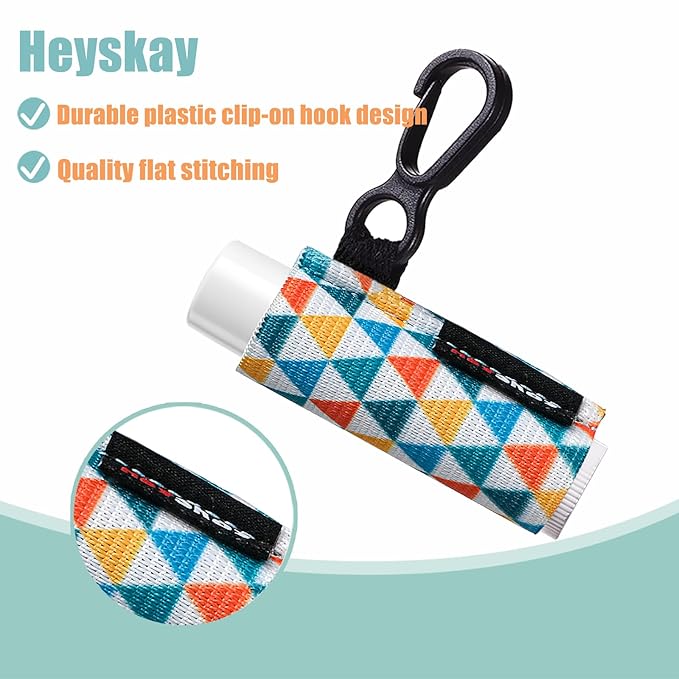 HEYSKAY 5pcs Lip Balm Holder Keychain Lipstick Sleeves Lip Gloss Holder Keychain Chapstick Elastic Sleeves for Men Women(Strip/Wave/Argyle)