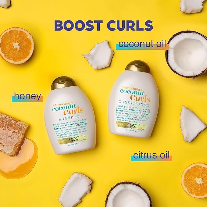 OGX Quenching + Coconut Curl-Defining Conditioner | For Curly Hair | With Coconut & Citrus Oil | Paraben & Sulfate-Free | 13oz Pack of 2