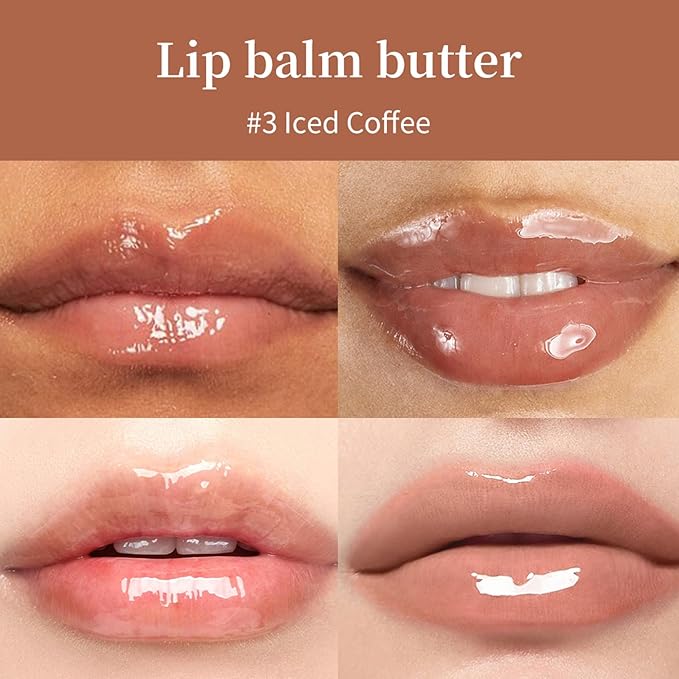 Summer Special Lip Butter Nourishing Hydration Lip Gloss with Shea Butter & Olive Oil Soothes Dry Lips and Lip Care Lip Balm with Natural Tint & Gloss Effect Lip Stain Iced Coffee