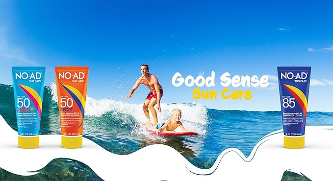 NO-AD KIDS SPF 50 Sunscreen Lotion | Non-Greasy, Waterproof Kids Sunscreen | Suitable for All Skin Types | Broad Spectrum Protection for Active Lifestyles 3oz Travel Size
