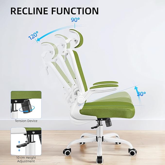 FelixKing Office Chair, Desk Chair with Adjustable Lumbar Support, Ergonomic Computer Chair with High Back and Armrest, Adjustable Height Gaming Chair Home Office Swivel Chair(Avocado Green)