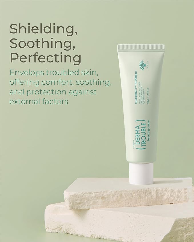 Derma Trouble Balancing Cream (1.7 fl oz) 10,000ppm Fusiderm-T - Face Moisturizer for Acne Prone Skin - Lightweight Hydrating Facial Cream with Sebum-Control - Korean Skincare