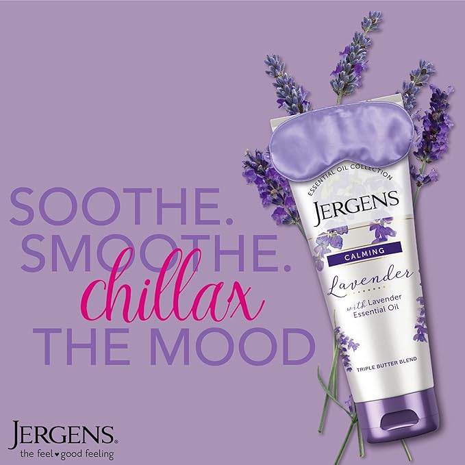 Jergens Lavender Body Butter Hand and Body Lotion, Moisturizer for Women, with Essential Oils for Indulgent Moisturization, 7 Oz