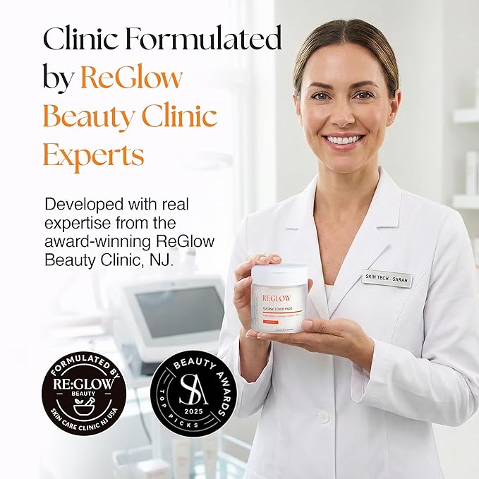 ReGlow EpiClear Toner Pads – Exfoliating Facial Pads with PHA, AHA, BHA & Niacinamide – Pore Refining, Hydrating & Resurfacing Daily Peel – Clinic-Inspired Skincare for Smooth Texture