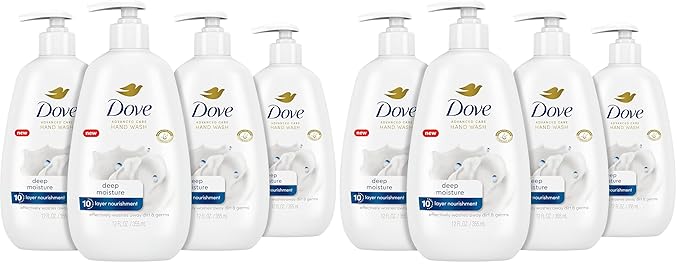 Dove Advanced Care Hand Wash Deep Moisture for Soft,Smooth Skin,More Moisturizers than the Leading Ordinary Hand Soap,12 oz,(Pack of 8)
