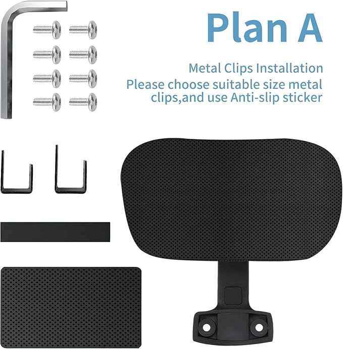 Office Chair Mesh Headrest Attachment Universal, Adjustable & Detachable Ergonomic Neck Support Cushion Clip On, Breathable Mesh Head Pillow Detachable (Sponge, Black)