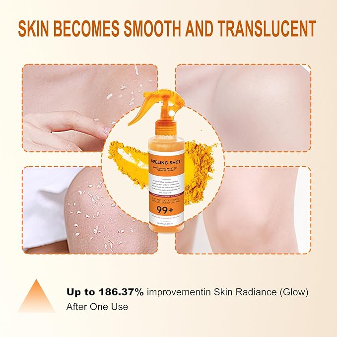 Body Keratin Care Kojic Acid Turmeric Spray: Gently Exfoliating Peeling Shot– Hydrates,Nourish your skin,Suitable for All Skin Types, 200ml - HH