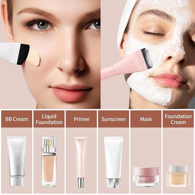 2pcs Face Spatula, Super Thin Blade Makeup Flat Foundation Brush, Premium Face Korean Makeup Brush for Blending Cream, Thin Foundation Brush Makeup Tool Face Foundation Flat Brush