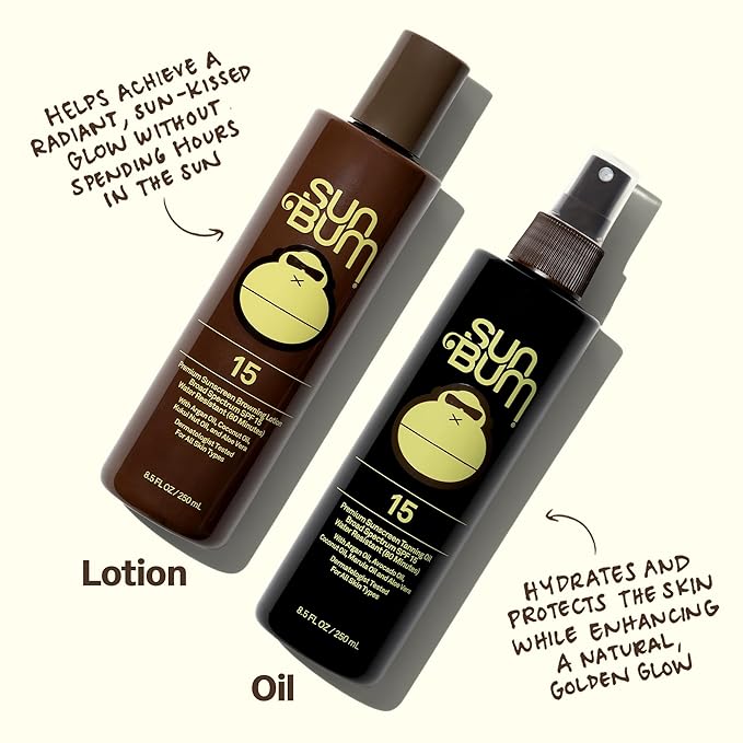Sun Bum SPF 15 Moisturizing Tanning Oil - Vegan and Hawaii 104 Act Compliant (Octinoxate & Oxybenzone Free) - Broad Spectrum Moisturizing - UVA/UVB Protection - 8.5 oz