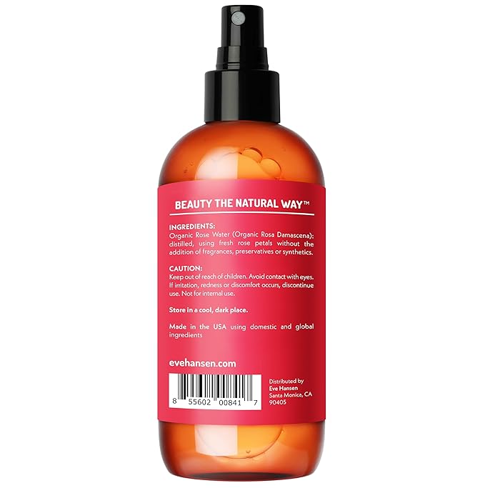 Eve Hansen Skincare Set: 5 Hyaluronic Face Mask Sheets & 8 oz Organic Rose Water Spray – Deep Hydration, Antioxidant Care & Refreshing Toner – Set of 2 Products for All Skin Types