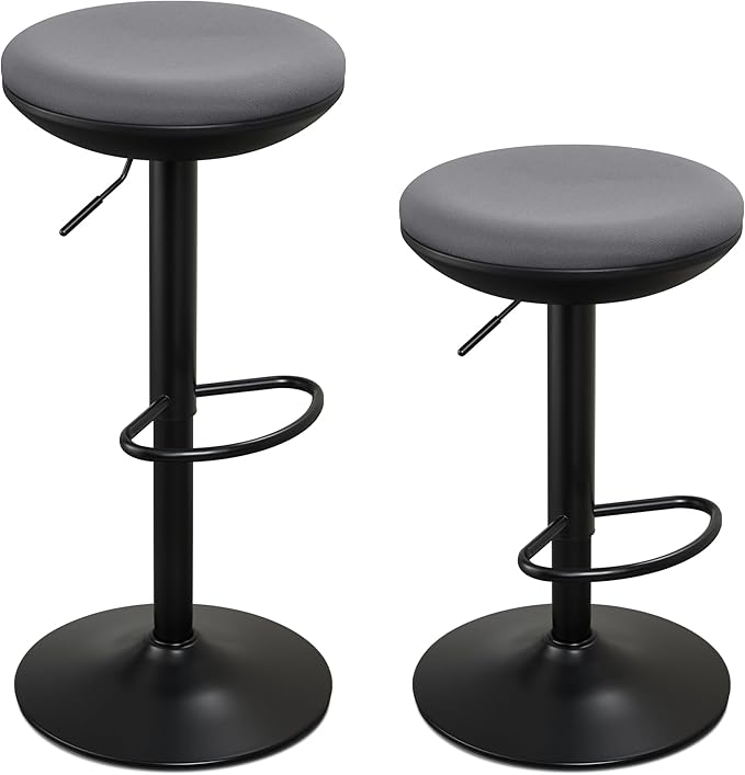 IWMH Standing Desk Stool, Ergonomic Adjustable Height Office Chair, Round 360° Swivel Sit Perching Stool Without Backrest for Bedroom, Kitchen, Living Room (Grey*2)