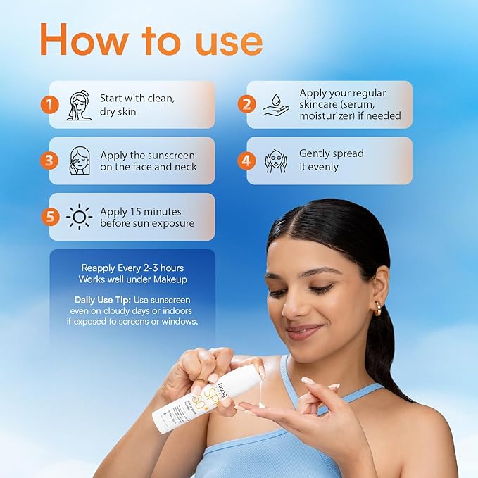 Raaga Sunscreen Lotion SPF 50 Broad Spectrum UVA and UVB Lightweight Non Greasy Water Resistant 1.86 Fl Oz 55ml