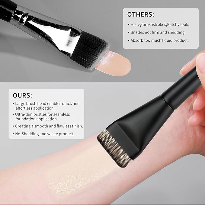 MSQ Flat Foundation Brush,Korean Makeup Brush Ultra Thin Spatula Facial Brush Face Mask Brushes for Liquid Foundation, Blending Cream,Mask,Mud, Clay, Charcoal Mixed Mask, DIY