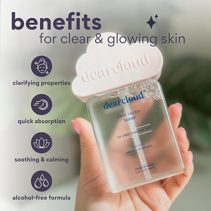 dearcloud Clear Nectar Toner – Nourishing, Exfoliating & Hydrating Korean Toner for Face (5.24 fl oz)
