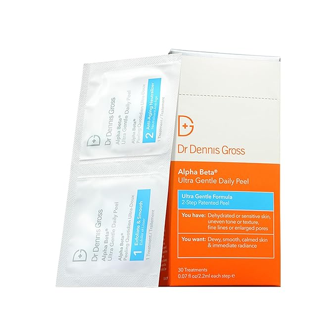 Dr. Dennis Gross Alpha Beta Ultra Gentle Daily Peel: for Dehydrated or Sensitive Skin, Uneven Tone or Texture, Fine Lines or Enlarged Pores (30 Treatments)
