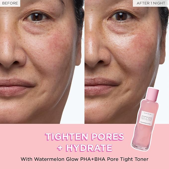 Glow Recipe Niacinamide Dew Drops Facial Serum & Illuminating Makeup Primer (40 ml) + Watermelon Glow PHA + BHA Facial Toner & Pore Minimizer with Hyaluronic Acid (150 ml)
