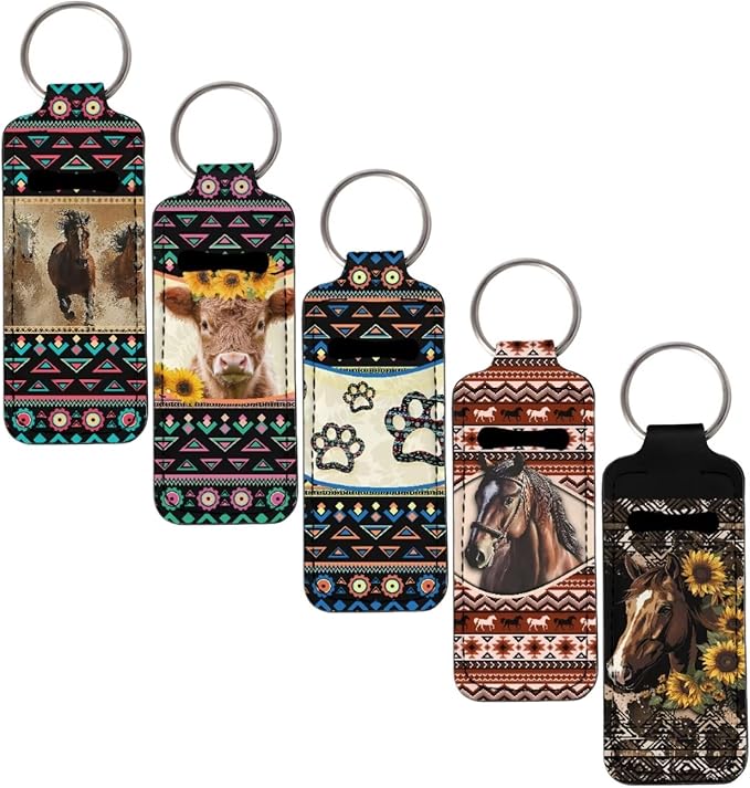 Pensura Chapstick Holder Keychain Fashion 5 Pcs Car Keychain Holder Portable Chapstick Holder Keep from Scratched and Dust