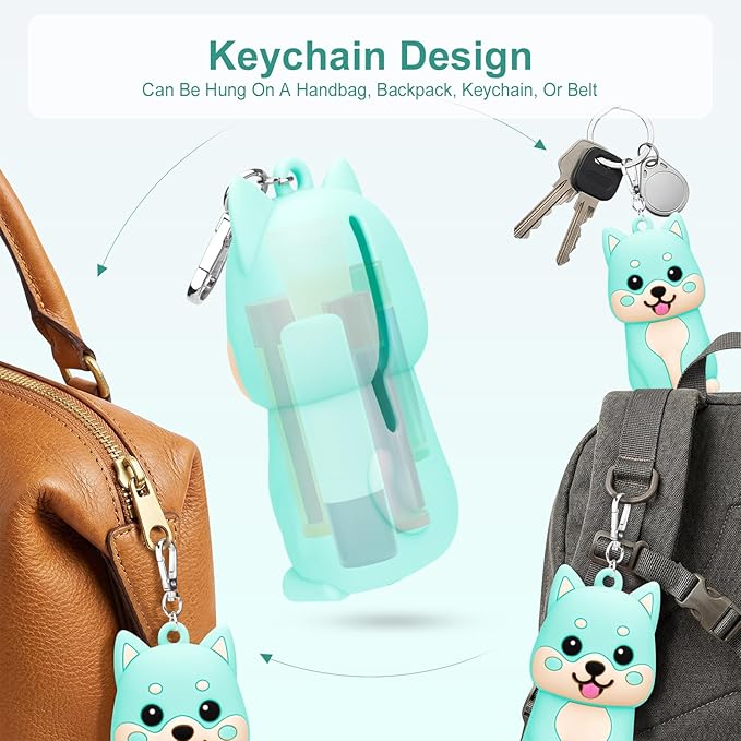 BrainKer Chapstick Holder Key Chain Cute Cartoon Design Lip Balm Holder Keychain Storage Bag Silicone Lip Gloss Holder Case
