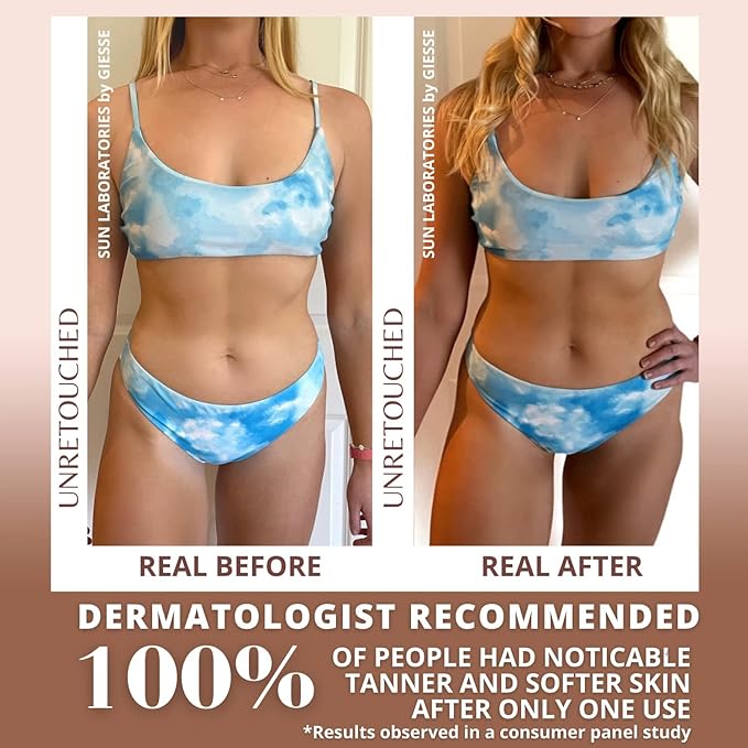 Sun Laboratories By Giesee Tanning Mitt Plus Tan Overnight Self Tanner 2 oz - Self Tanning Lotion, Medium Tone Self Tanner, Organic Sunless Tanning Lotion, Travel Size Tanning Mitt