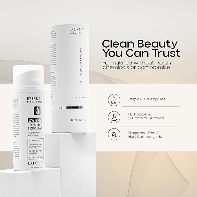 Gentle BHA Liquid Exfoliant - Face Exfoliator with 2% Salicylic Acid & 5% Niacinamide | Anti-Aging Daily Leave-On Exfoliating Toner, Smooths Texture, Hydrates, Unclogs & Refines Pores for Glowing Skin