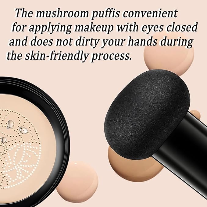 Foundation for Older Women | Mushroom Head Air Cushion CC Cream - BB Cream Full Coverage Makeup Foundation Long Lasting Waterproof Hydrating Lightweight (Dark brown)