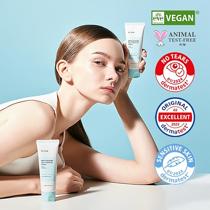 IUNIK Beta-Glucan Moisture Cream – Deep Hydrating Face Moisturizer for Dry & Sensitive Skin, Lightweight Non-Sticky Watery Cream, Skin Barrier Korean Skincare, 60ml / 2.02 fl oz