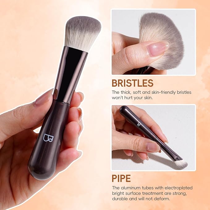 BS-MALL 12 Pcs Professional Travel Makeup Brush Set With Makeup Sponges - Includes Foundation Brush, Powder Puff, Finger Sponges & Triangle Puffs For Soft Daily Use