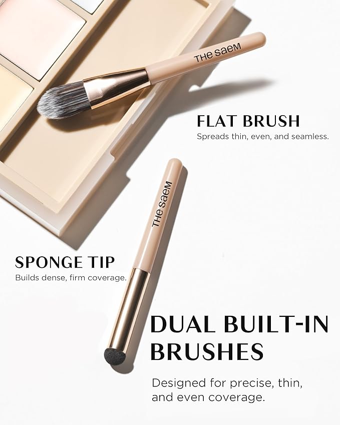 THESAEM Cover Perfection Concealer Palette - 01 Cover and Correct for Medium Skin Tones 20-23 - 6-Color Multi Concealer Palette with Dual Brush - Korean Makeup for Blemishes, Dark Circles & Redness