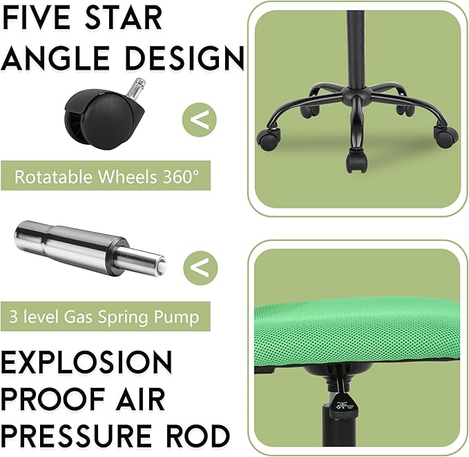 BestOffice Ergonomic Office Chair Desk Chair Mesh Computer Chair Armless Back Support Modern Executive Rolling Swivel Chair with Lumbar Support(Green)