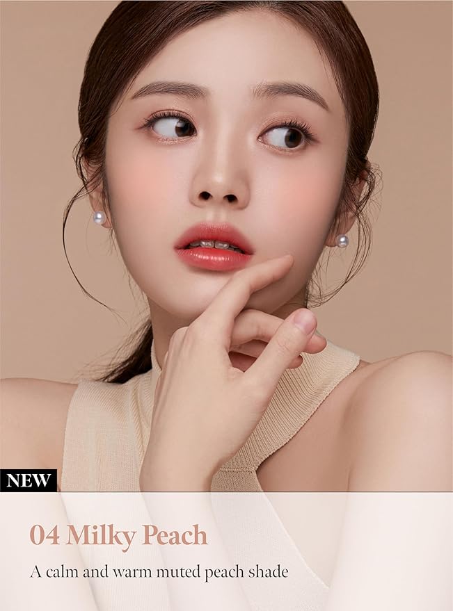 Soft Blur Cheek 04 Milky Peach, Silky Air-Blur Powder Blush for Smooth Pore Blurring Finish, Lightweight Buildable Color, Natural Radiance, Long-Lasting Wear, Soft Blush, Korean Makeup
